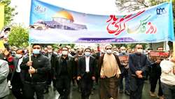 حضور اعضای خانواده بزرگ دانشگاه علوم پزشکی همدان در مراسم راهپیمایی روز قدس