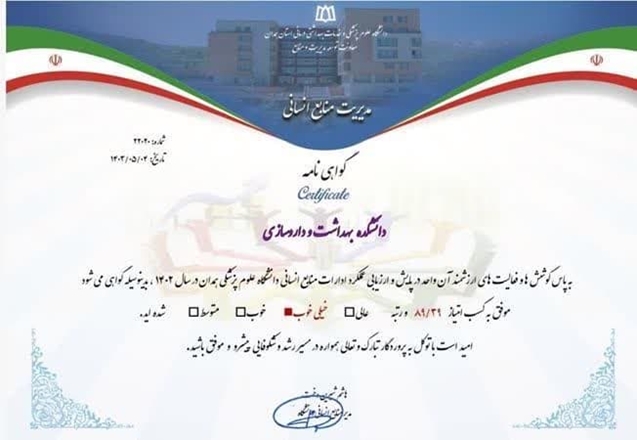 عملکرد شاخص دانشکده بهداشت در ارزیابی ادارات و واحدهای منابع انسانی دانشگاه در سال ۱۴۰۲