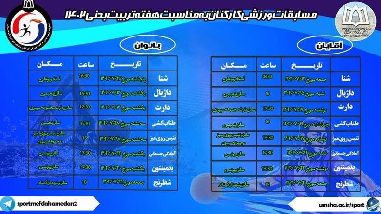 مسابقات ورزشی کارکنان به مناسب هفته تربیت بدنی با استقبال گسترده کارکنان برگزار شد